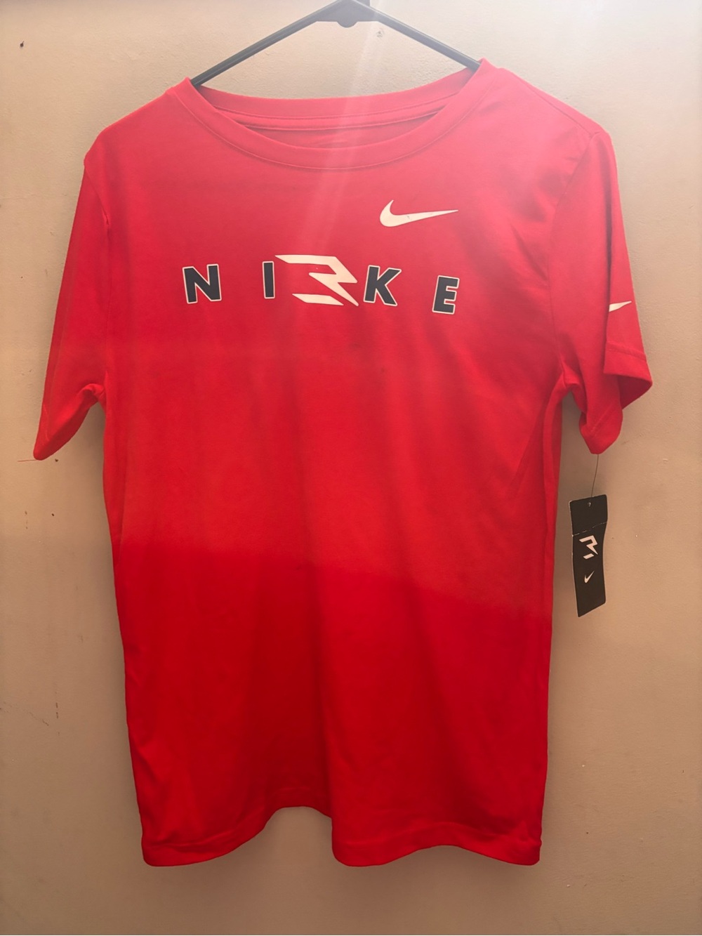 Nike Red Short Sleeve Athletic Tee with Logo